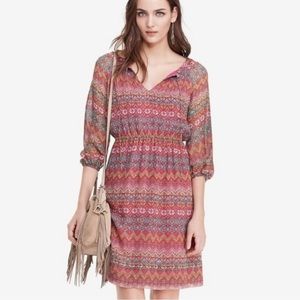 Diane Von Furstenberg Sheer Long Sleeve Boho Dress 10